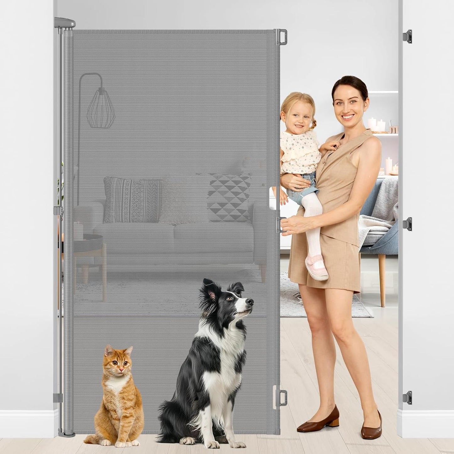 72 Inch Tall Retractable Baby Gate for Indoor and Outdoor Use