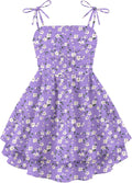 Girls Summer Spaghetti Strap Midi Dress - Flowy Tiered Ruched