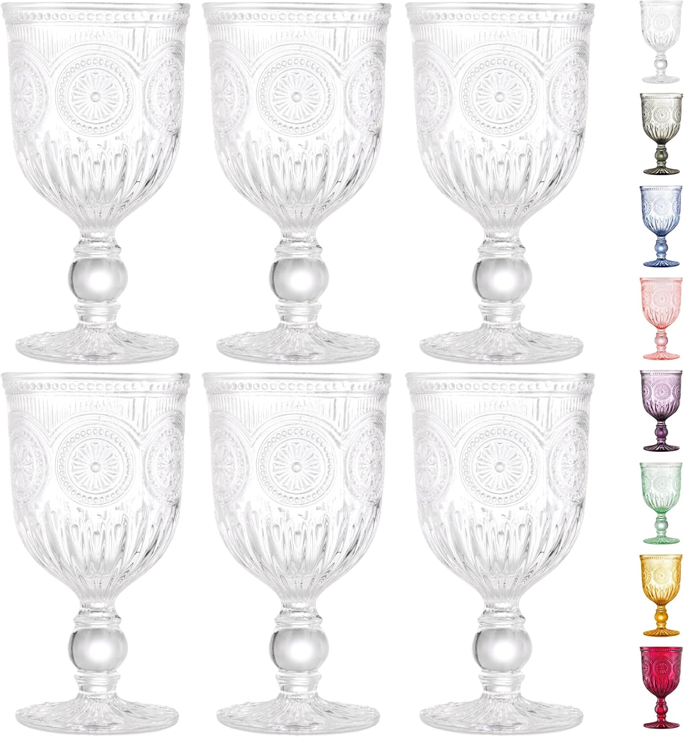 Yungala Vintage Wine Glasses Set of 6 for Elegant Entertaining