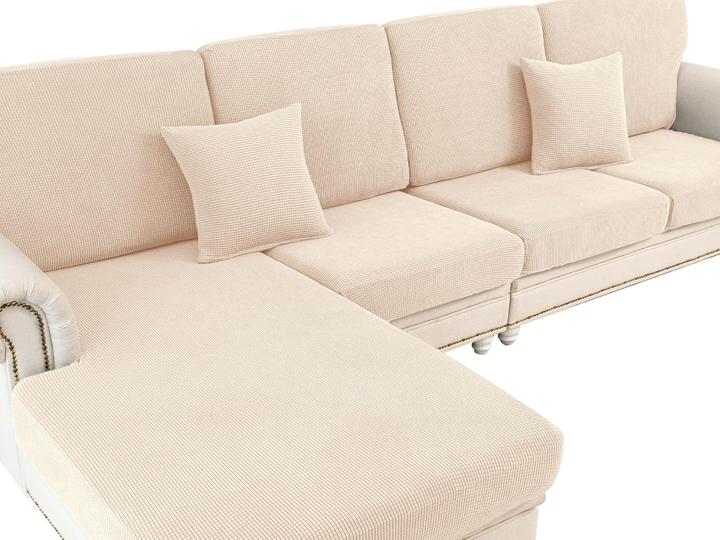Couch Cushion Covers for Sectional Sofa L Shape Washable Slipcovers