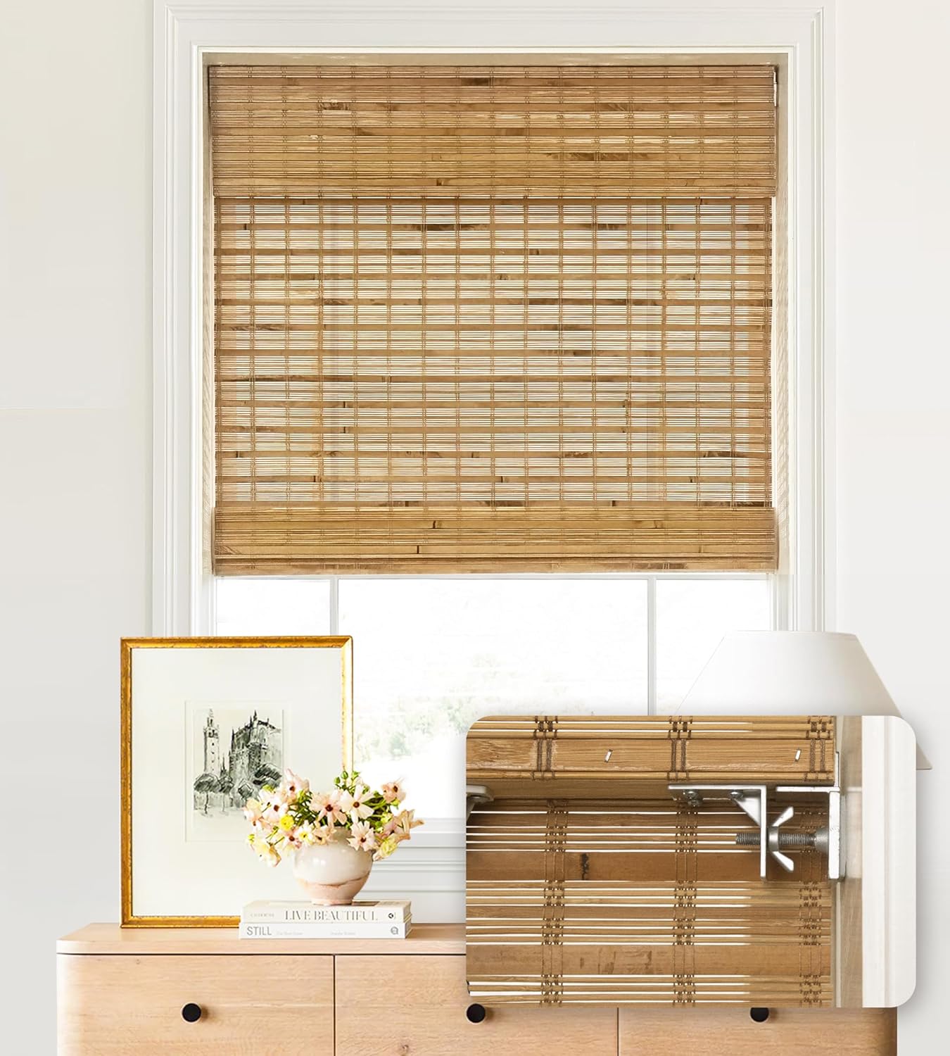 LazBlinds No Tools No Drill Cordless Bamboo Roman Shades Review