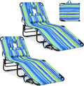 GYMAX Tanning Chair Beach Lounge - Adjustable Folding Chaise Lounge