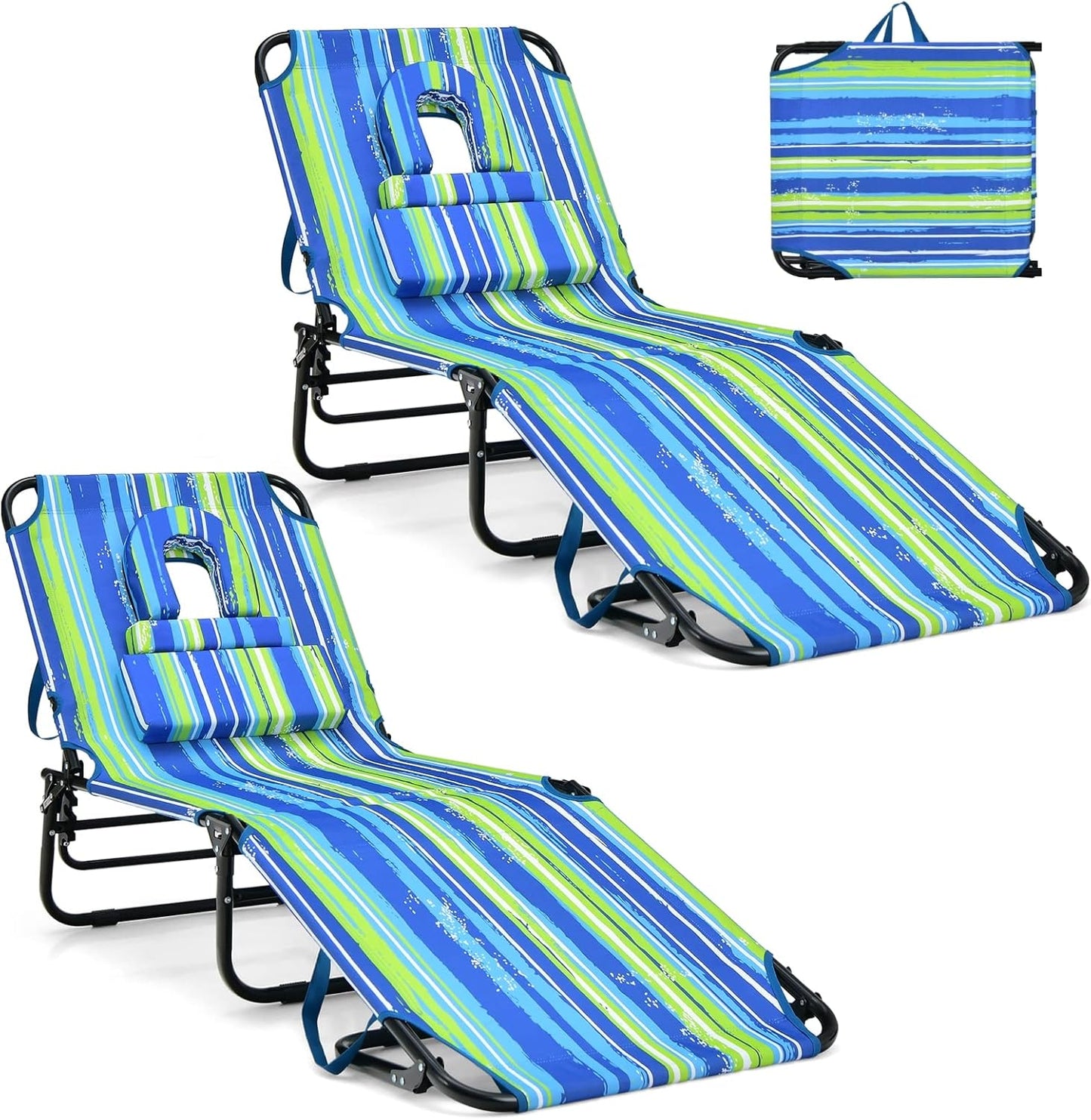 GYMAX Tanning Chair with Face Hole for Ultimate Comfort