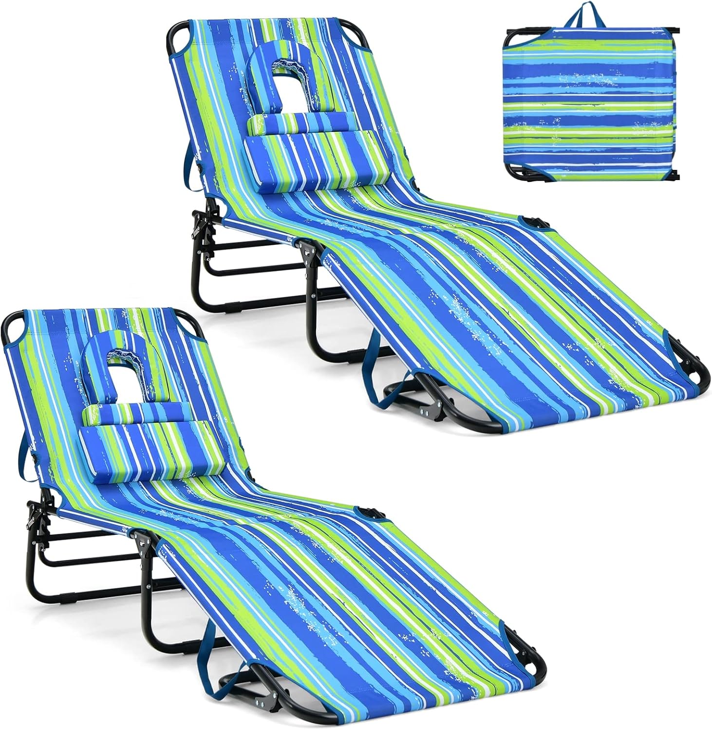 GYMAX Tanning Chair with Face Hole for Ultimate Comfort