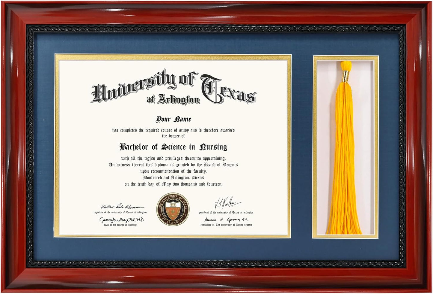 Solid Wood Diploma Frame with Tassel Holder for 8.5x11 Cert