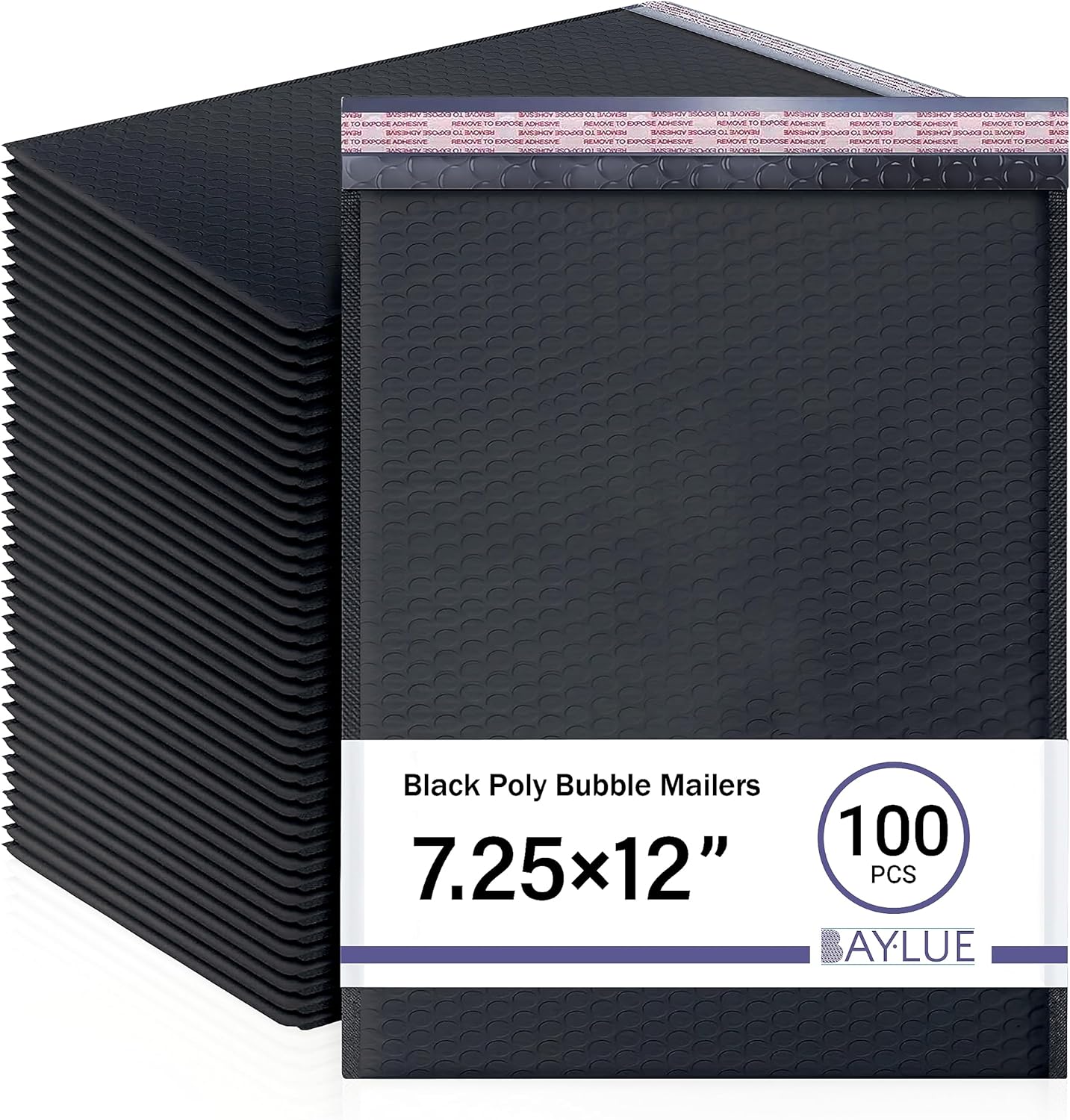Black Poly Bubble Mailers 7.25x12 Inch Self Seal Padded Envelopes