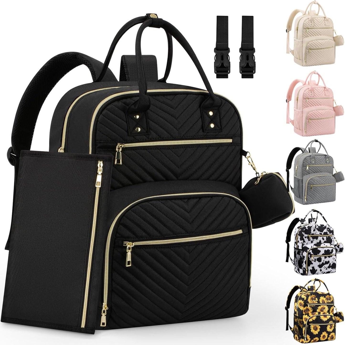 Diaper Bag Backpack for Baby Essentials with Pacifier Case