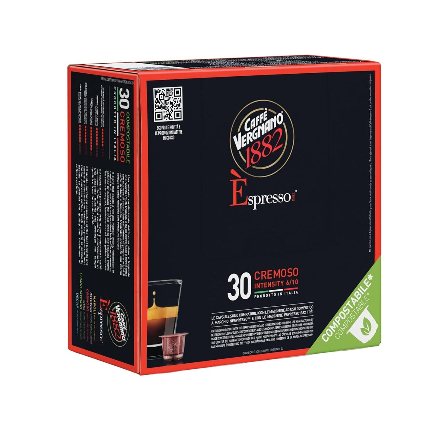 Caffe' Vergnano 1882 Medium Roast Espresso Capsules for Nespresso