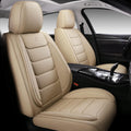 Full Coverage Faux Leather Car Seat Covers Full Set - Beige Protection