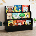 Black 3-Tier Scalloped Montessori Bookshelf - Front-Facing Display