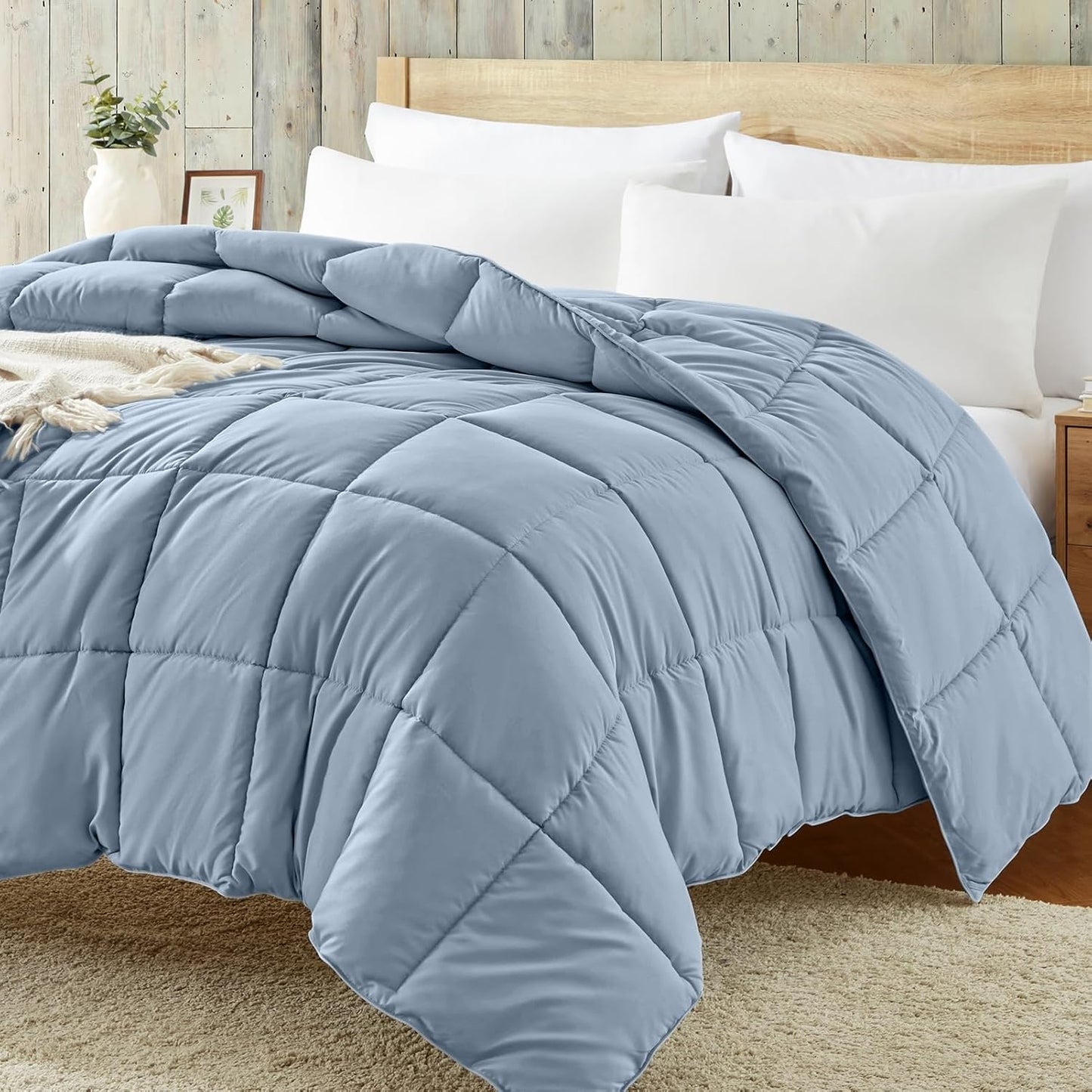 Comforter King Size - Blue Duvet Insert Down Alternative Bedding