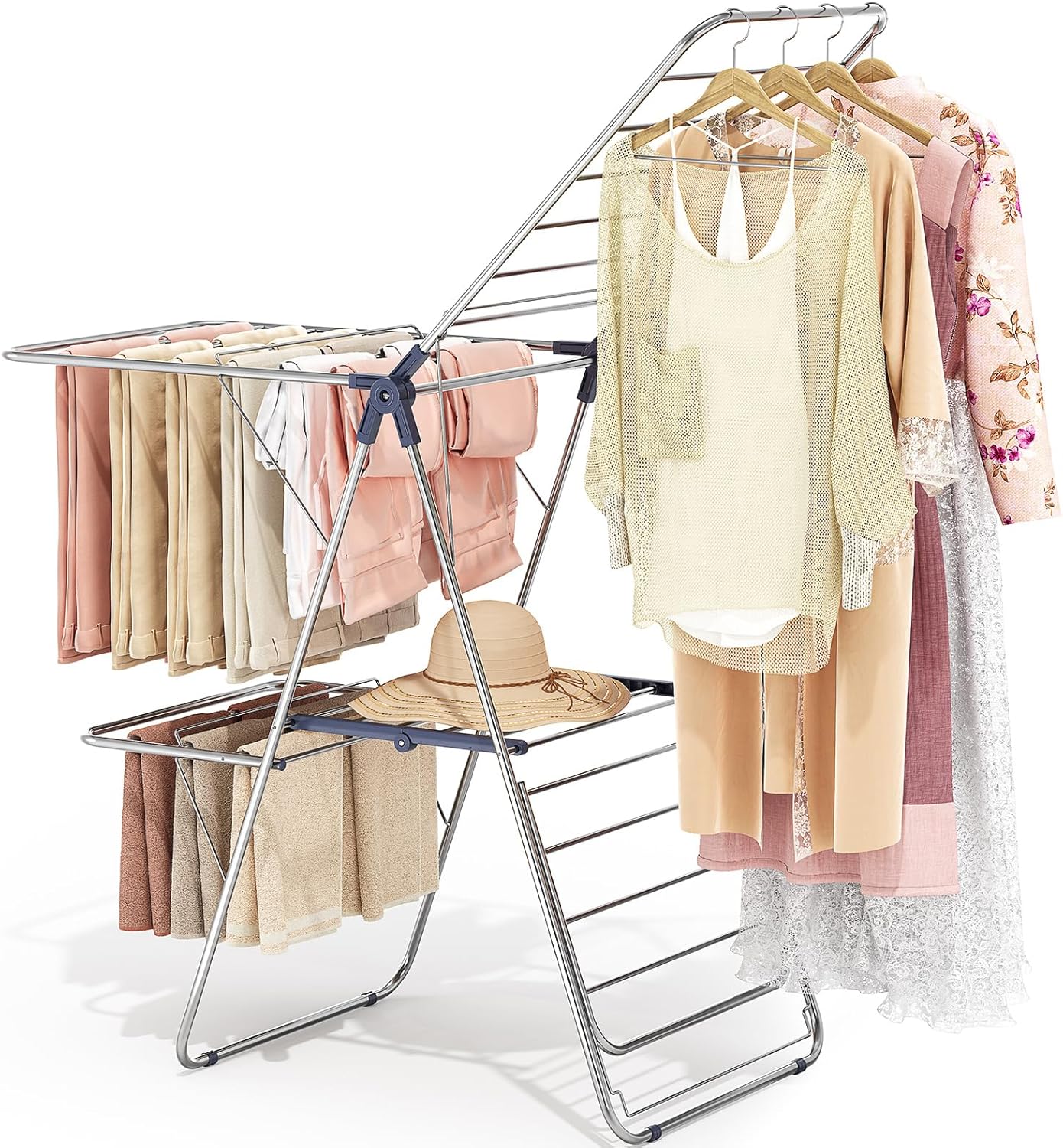 APEXCHASER Clothes Drying Rack with 4 Wings for Easy Drying