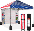 10x10ft Easy Pop Up Canopy w/Side Wall - Fast One-Person Setup