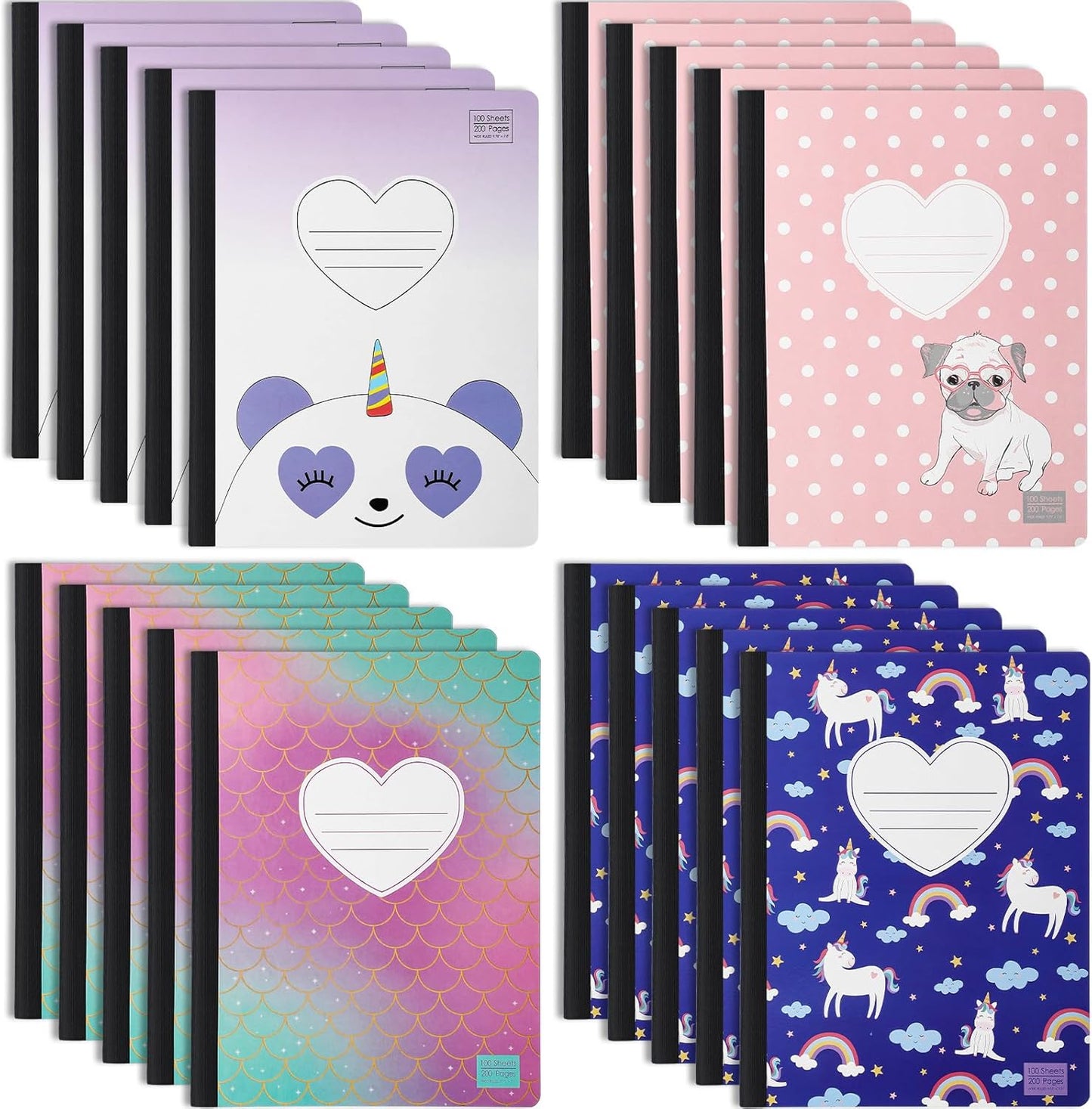 Cute B5 Composition Notebooks Set - 20 Pack
