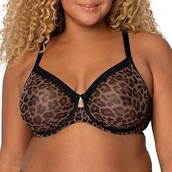 Curvy Couture Women's Sheer Mesh Full Coverage Underwire Bra