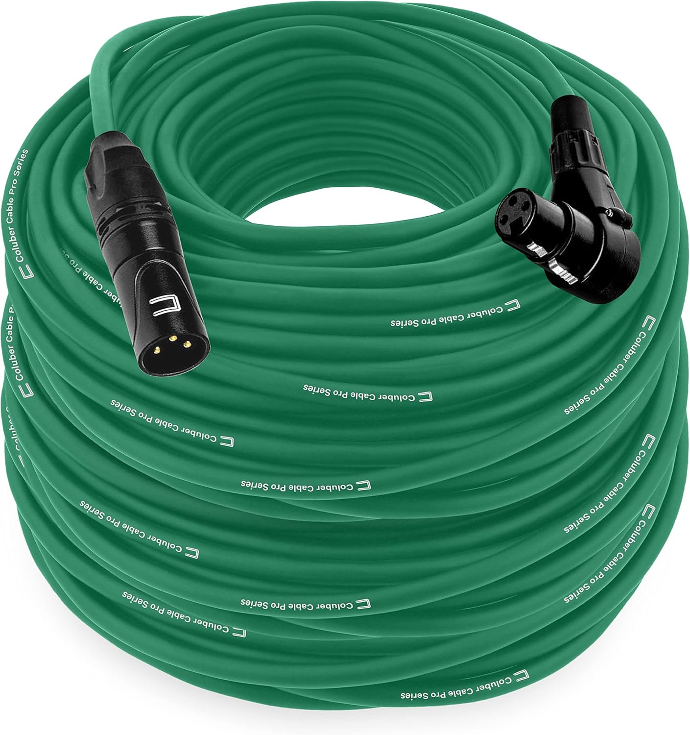 Balanced XLR Cable Male to Right Angle Female - 200 Feet Green