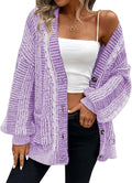 Pink Queen Women's Oversized Cable Knit Cardigan Sweater - Cozy