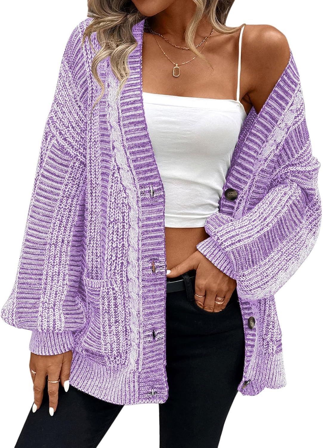 Pink Queen Women's Oversized Cardigan Sweater for Fall Winter