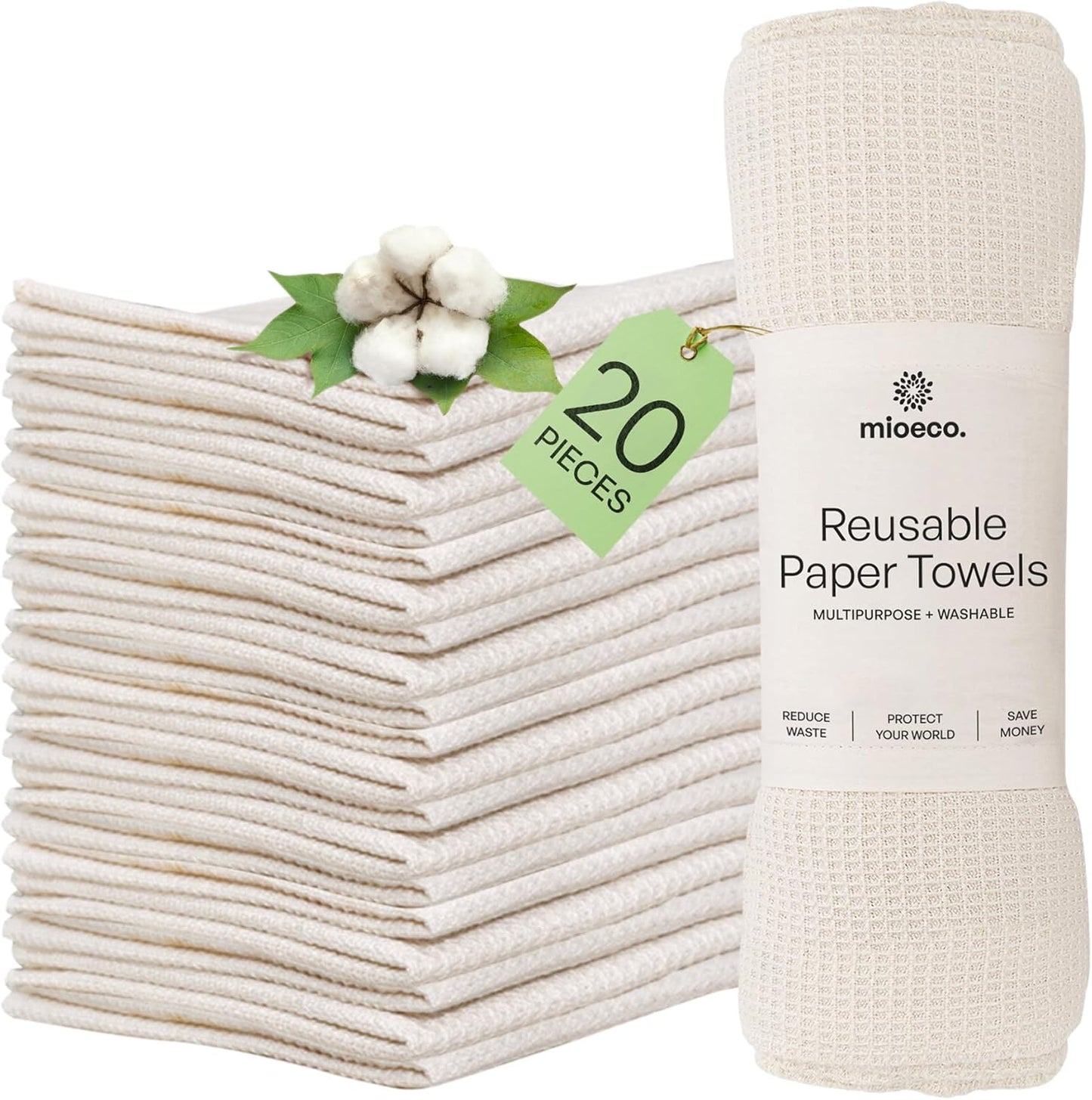 20 Pack Reusable unPaper Towels - Eco-Friendly Kitchen Cloths