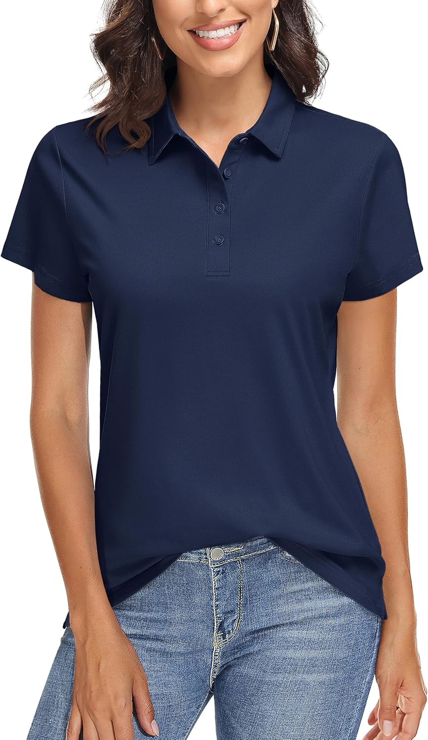 TACVASEN Women's Golf Polo Shirts with UPF 50+ Sun Protection
