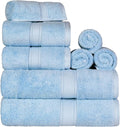 Superior Egyptian Cotton Pile 8 Piece Towel Set - Plush Light Blue