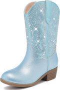 Rhinestone Sparkly Girls Cowgirl Boots - Low Heel Mid Calf