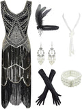 1920s Gatsby Sequin Fringed Paisley Flapper Dress (Style 8NWX)