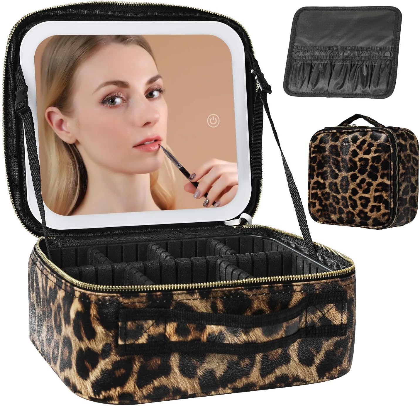 Travel Makeup Bag with LED Lighted Mirror for Women Essentials