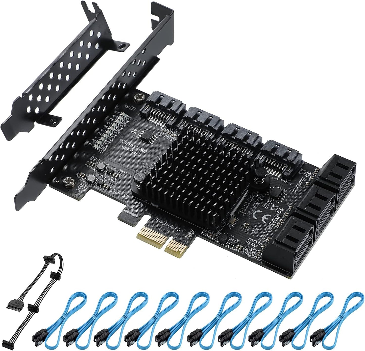PCIe 10 Ports SATA 3.0 Controller Card for High-Speed Expansion
