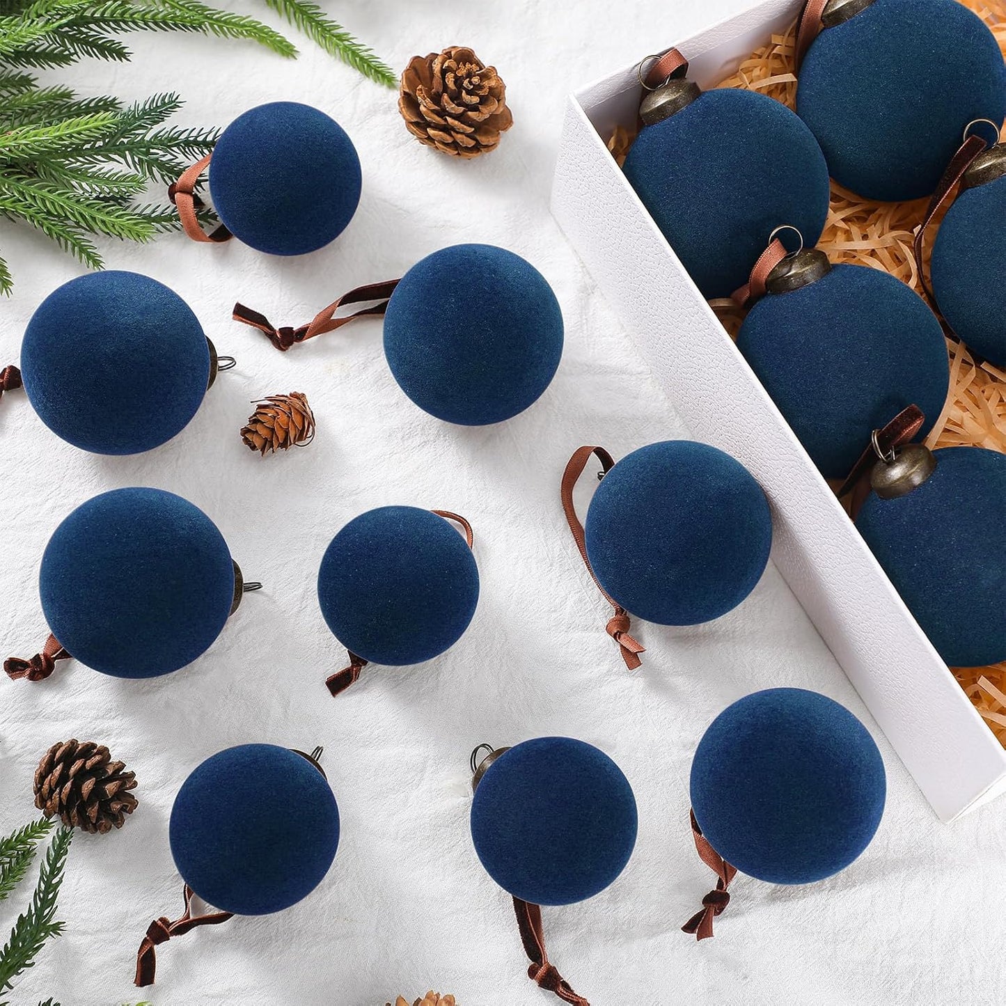 18 Pcs Velvet Christmas Balls for Festive Holiday Decor