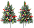 Set of 2 30in Outdoor Christmas Trees with 60 Multi-Color Lights