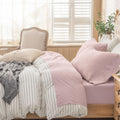 PURE ERA Jersey Knit 4pc Bed Sheet Set Queen - Super Soft Light Pink