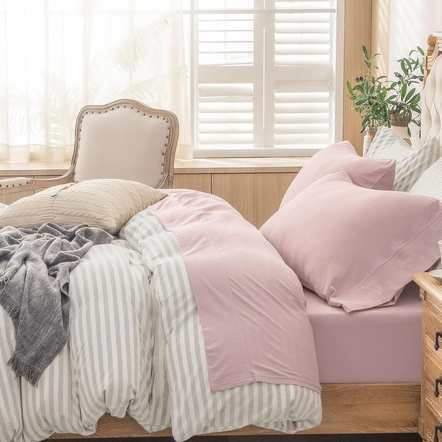 PURE ERA Jersey Knit Bed Sheet Set for Ultimate Comfort