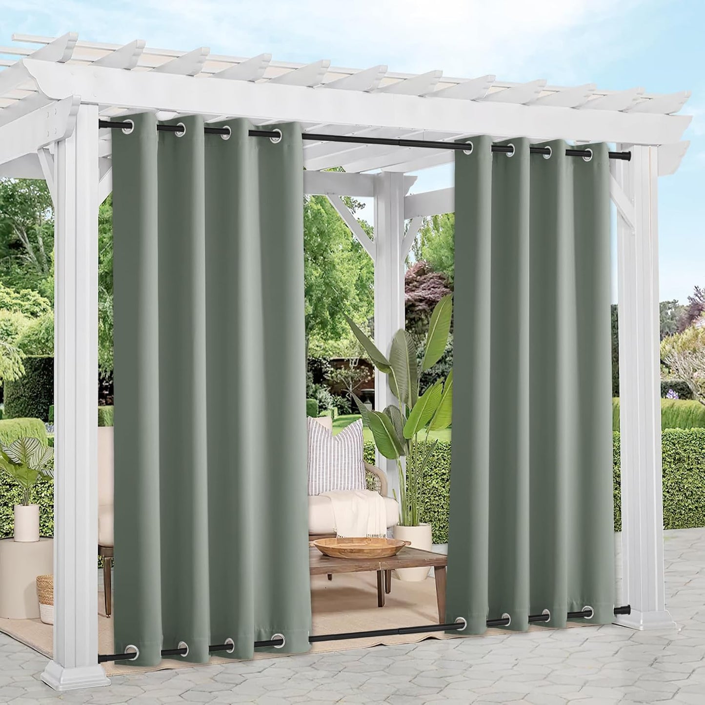 NICETOWN Outdoor Curtains for Patio Waterproof & Windproof 2 Panels