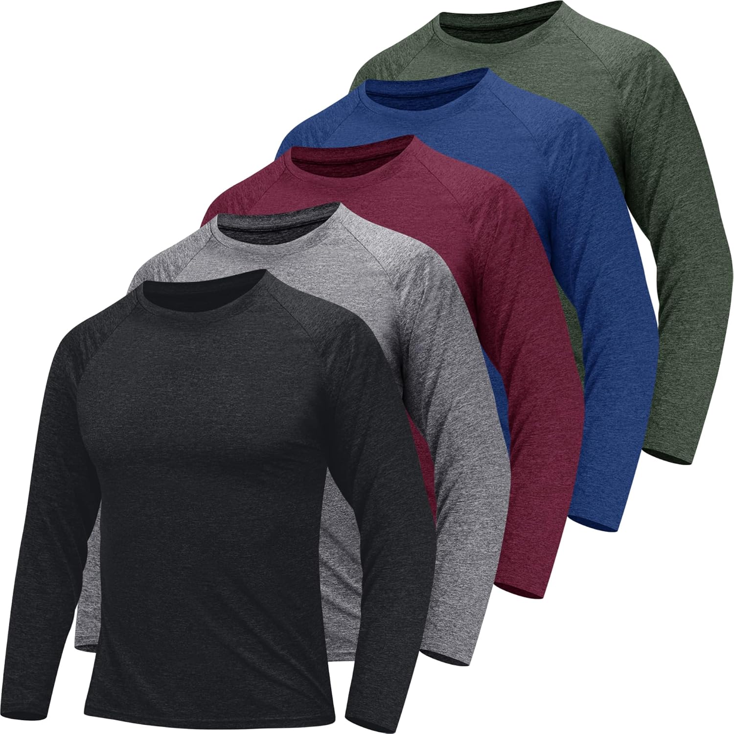 5/7 Pack Long Sleeve Shirts for Men - Quick Dry Performance Tees