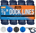 Dock Lines Boat Ropes for Docking 3/8 in Double Braided Nylon - 4 Pack
