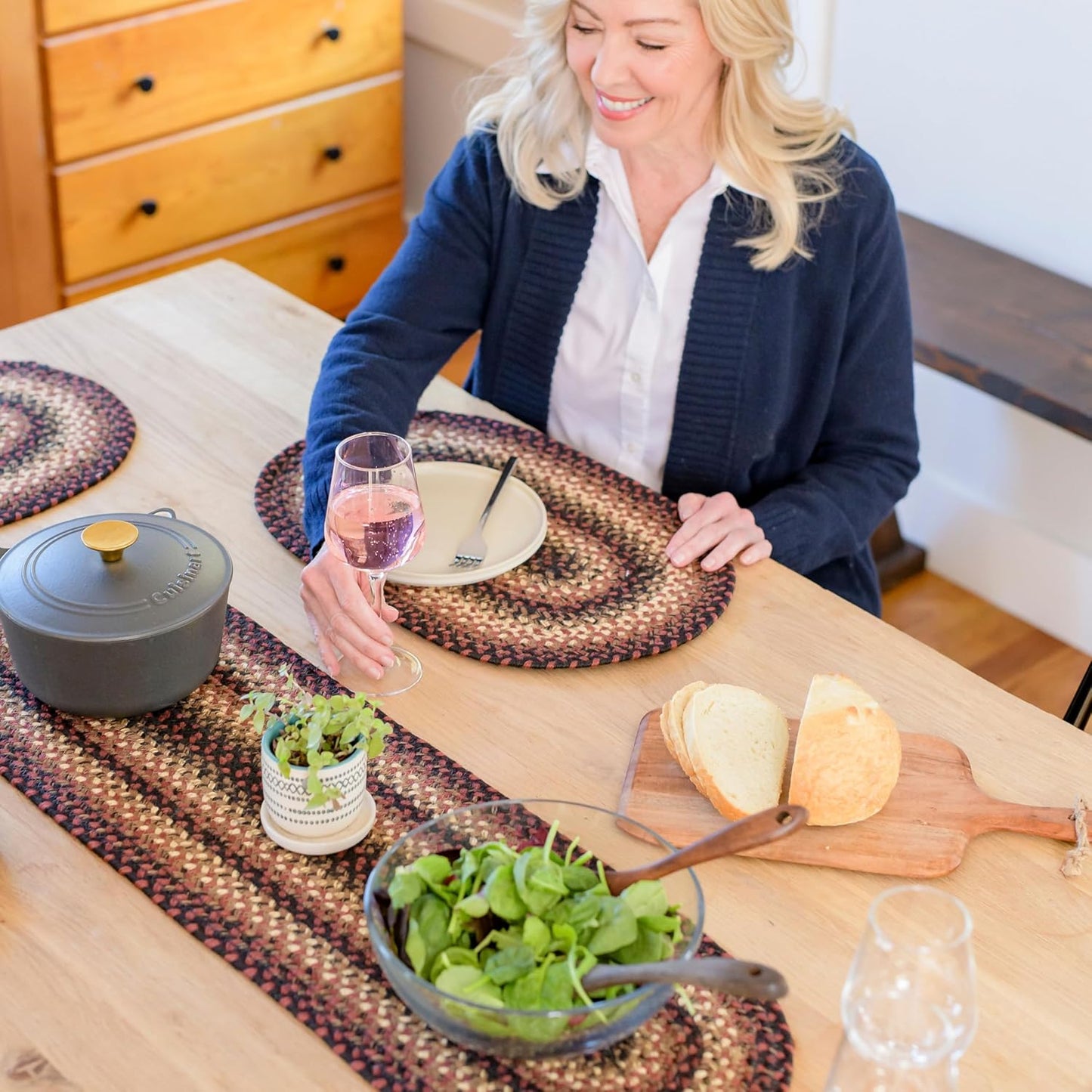 Prescott Braided Oval Table Runner for Warm Primitive Decor