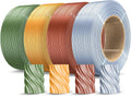 Silk PLA Filament Refill 1.75mm 4-Color 500g Rolls - Compact No-Spool