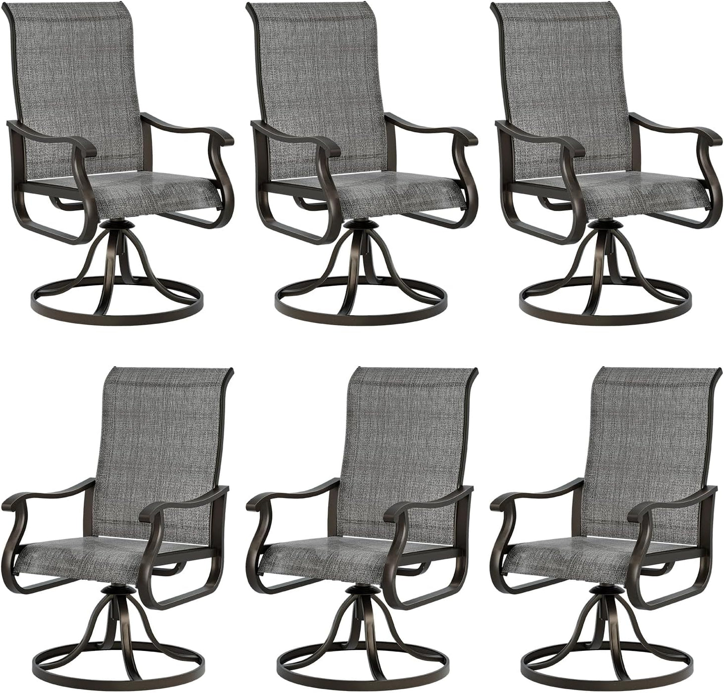 Outdoor Swivel Dining Chairs Set of 6 for Lawn and Garden
