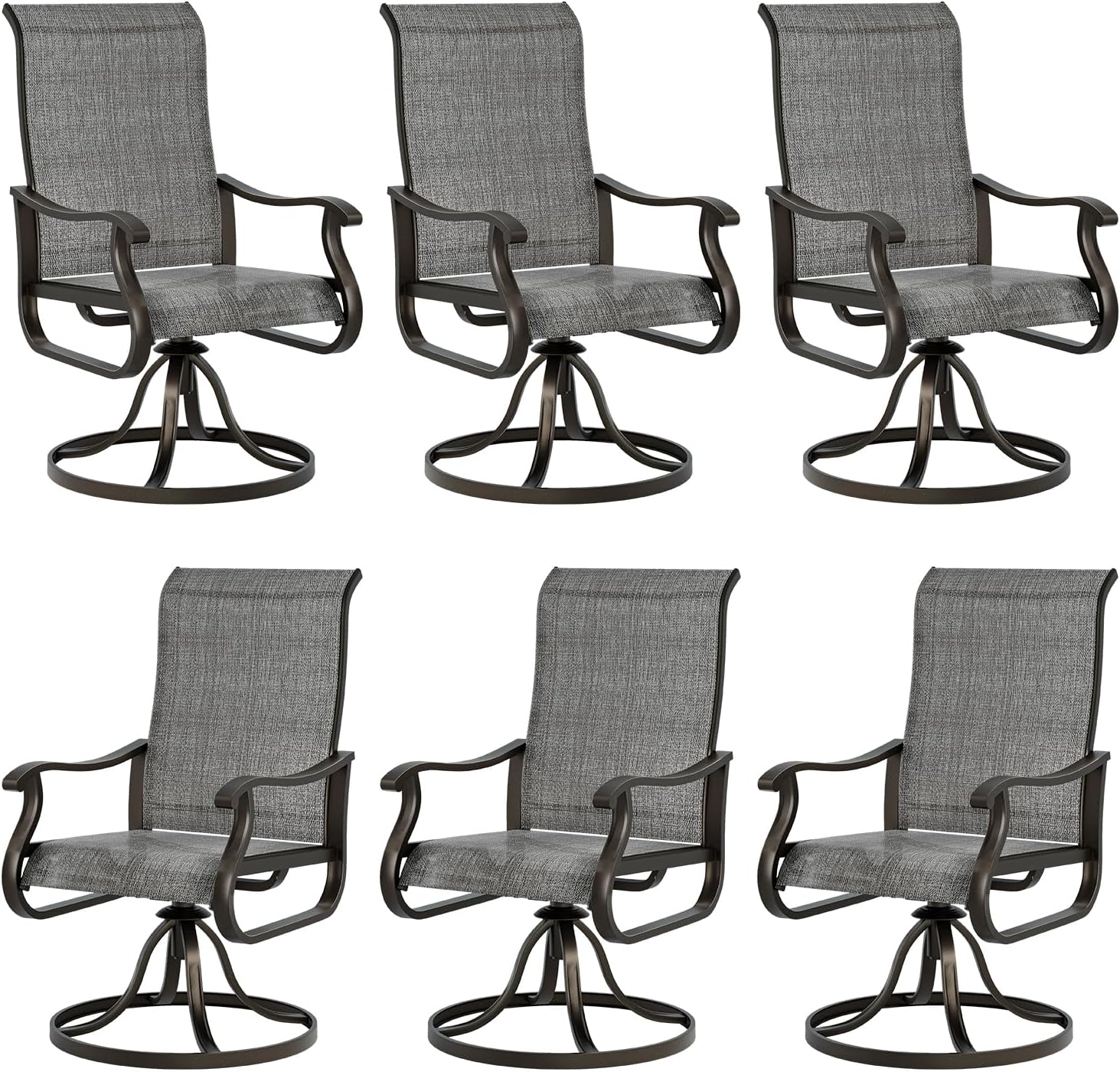 Outdoor Swivel Dining Chairs Set of 6 for Lawn and Garden