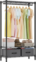 Heavy Duty Rolling Garment Rack 3-Tier Adjustable Shelving - Compact