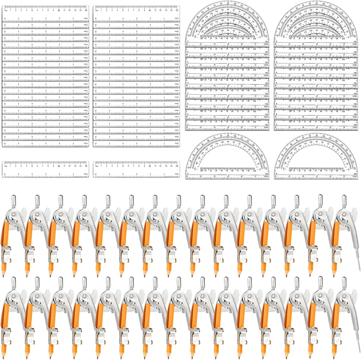 120 Pieces Geometry Math Set Compass for Students and Artists