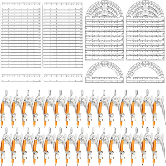 120 Pieces Geometry Math Set Compass for Students and Artists