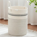 Tall Laundry Basket Woven Rope Hamper - Large 100L Stripe White