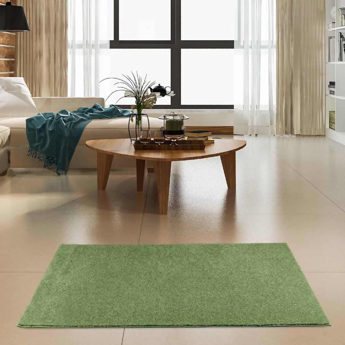 Ambiant Pet Friendly Solid Color Area Rugs in Lime Green 5ft x 7ft