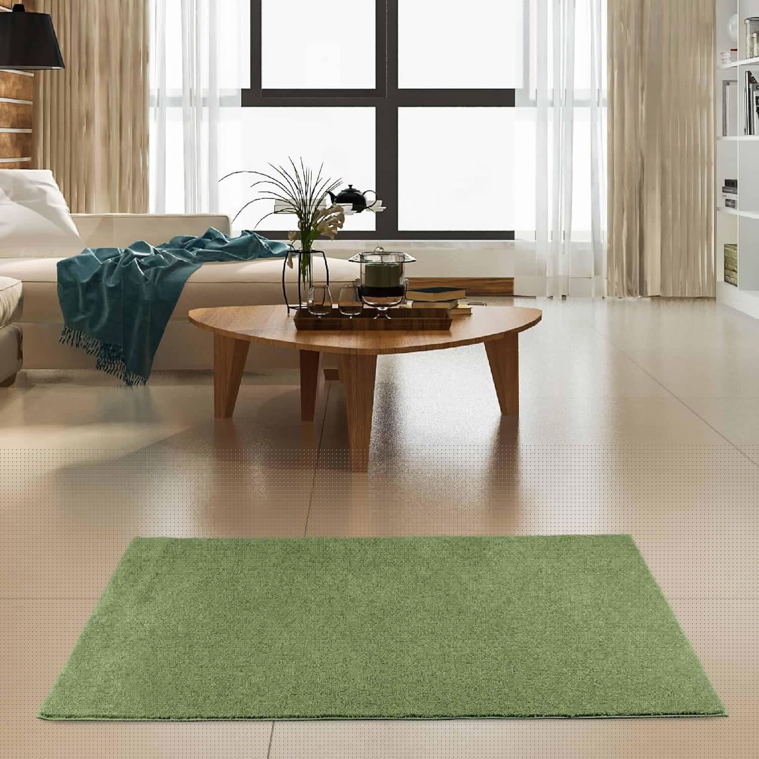 Ambiant Pet Friendly Solid Color Area Rugs in Lime Green 5ft x 7ft