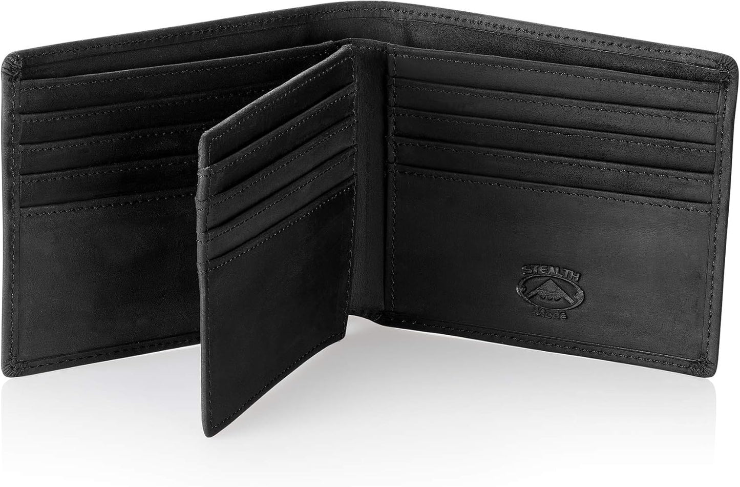 Stealth Mode Leather Bifold Wallet with RFID Blocking Features