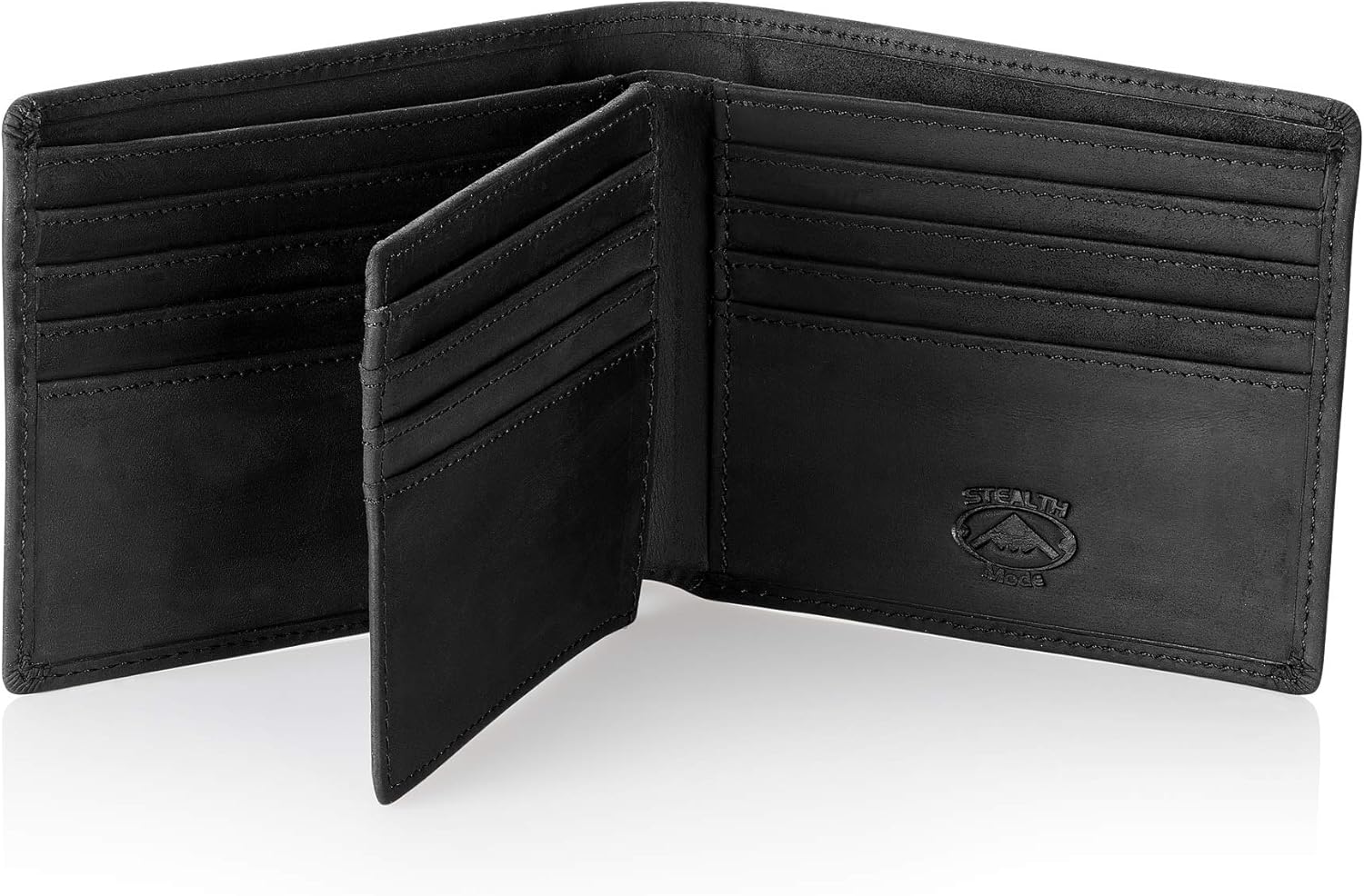 Stealth Mode Leather Bifold Wallet with RFID Blocking Features