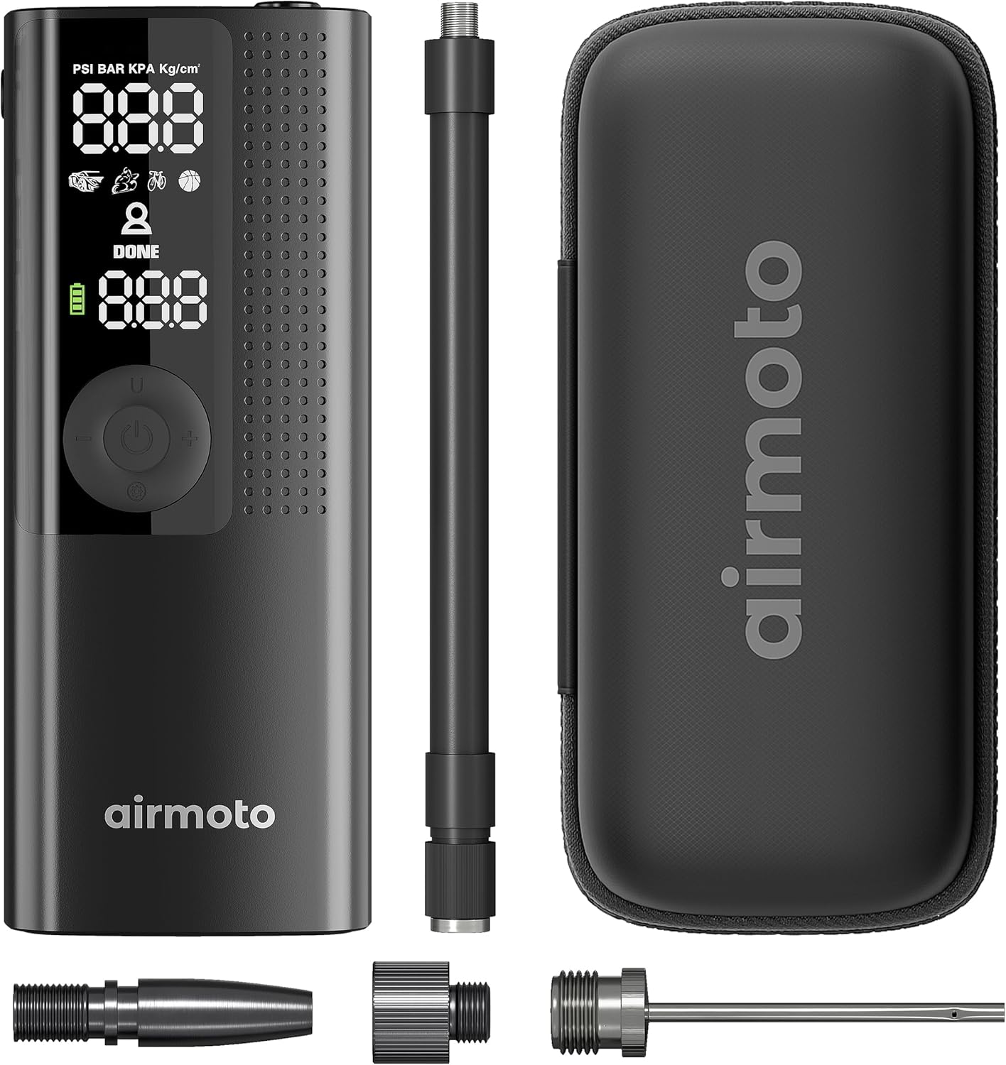 Airmoto Tire Inflator Portable Air Compressor with Case Bundle