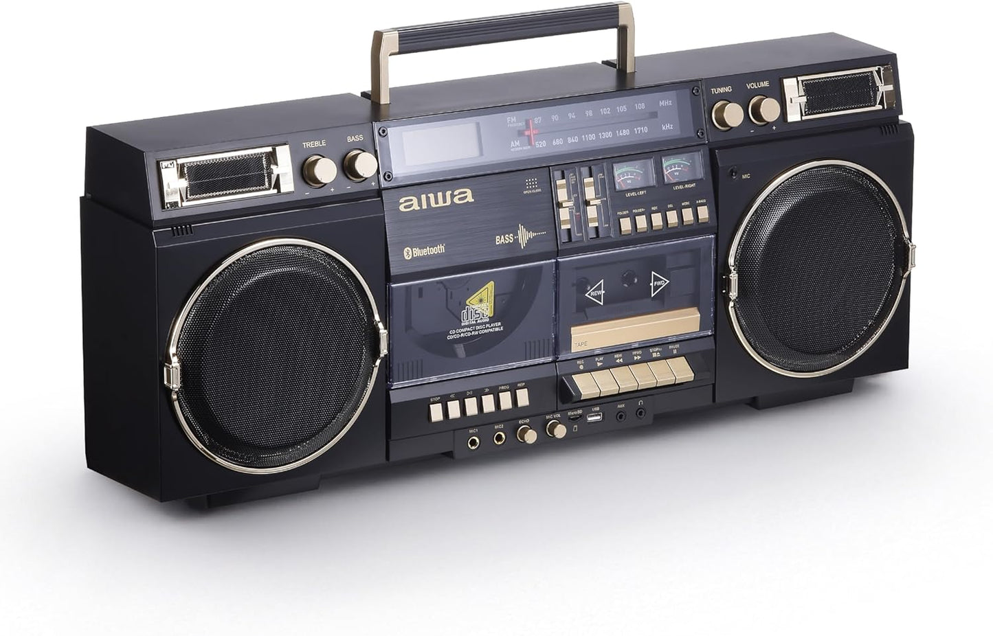 Aiwa Retro Boombox BackTrack CD Player with Bluetooth 5.0